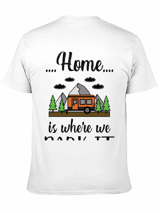 Camiseta Negra con Diseño de Camping Home is where we park it