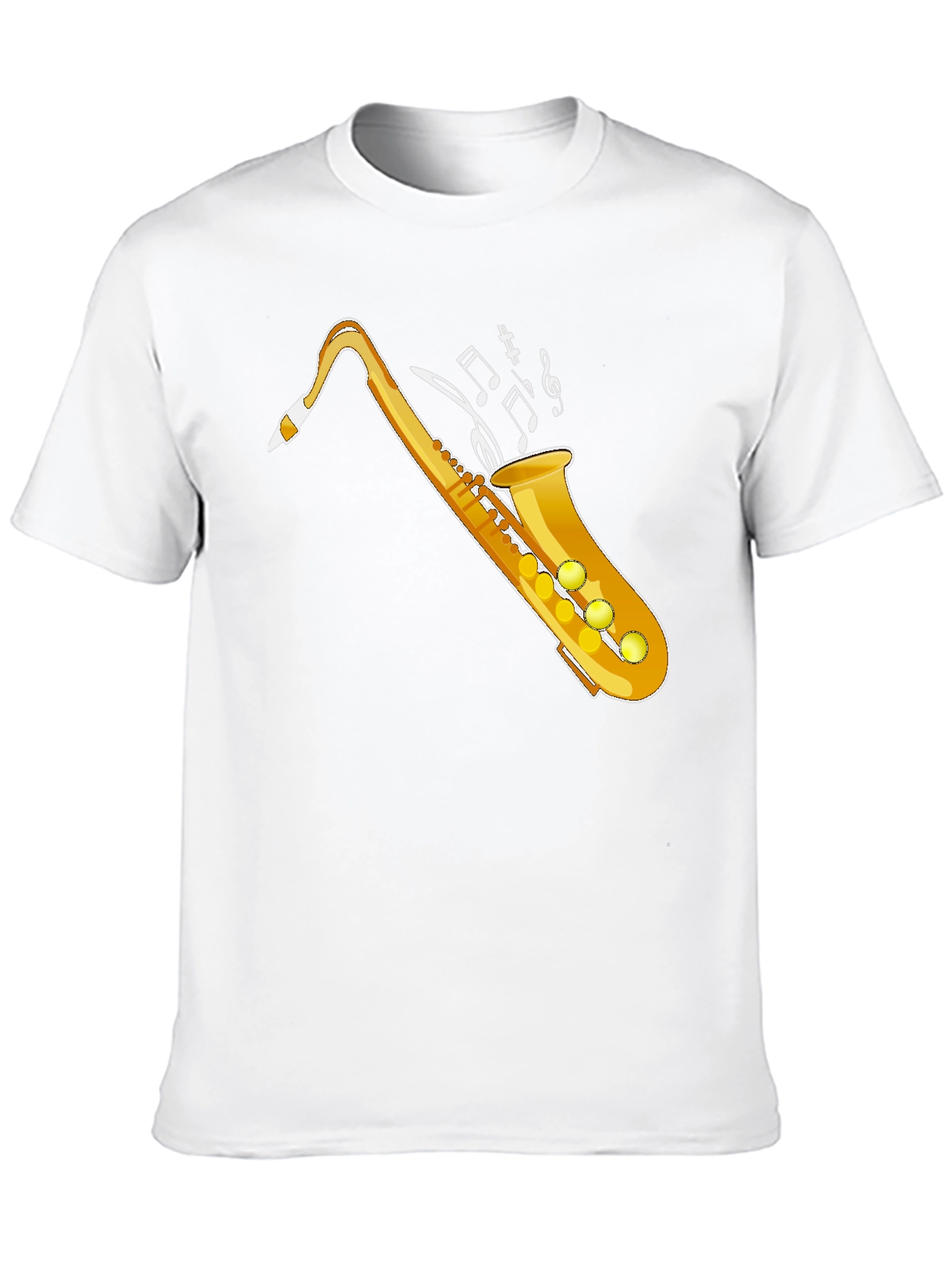 Camiseta Negra con Diseño de Saxofón Dorado