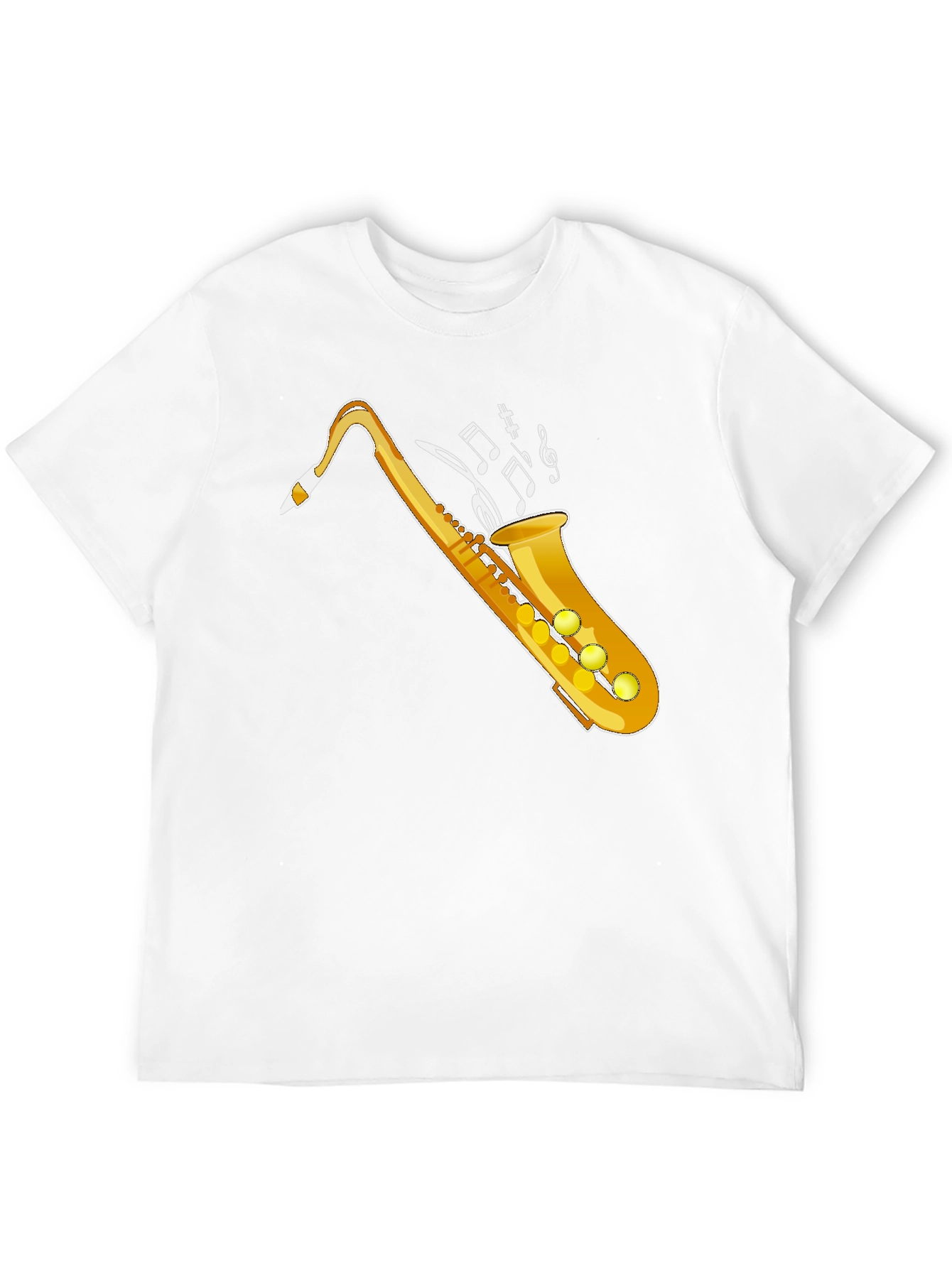 Camiseta Negra con Diseño de Saxofón Dorado