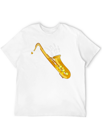 Camiseta Negra con Diseño de Saxofón Dorado