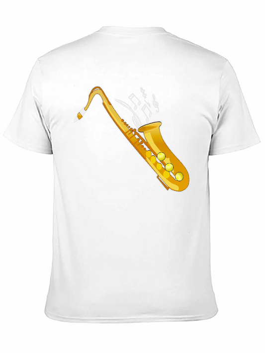 Camiseta Negra con Diseño de Saxofón Dorado