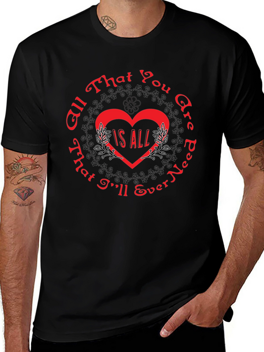 Camiseta Negra con Diseño de Corazón Romántico