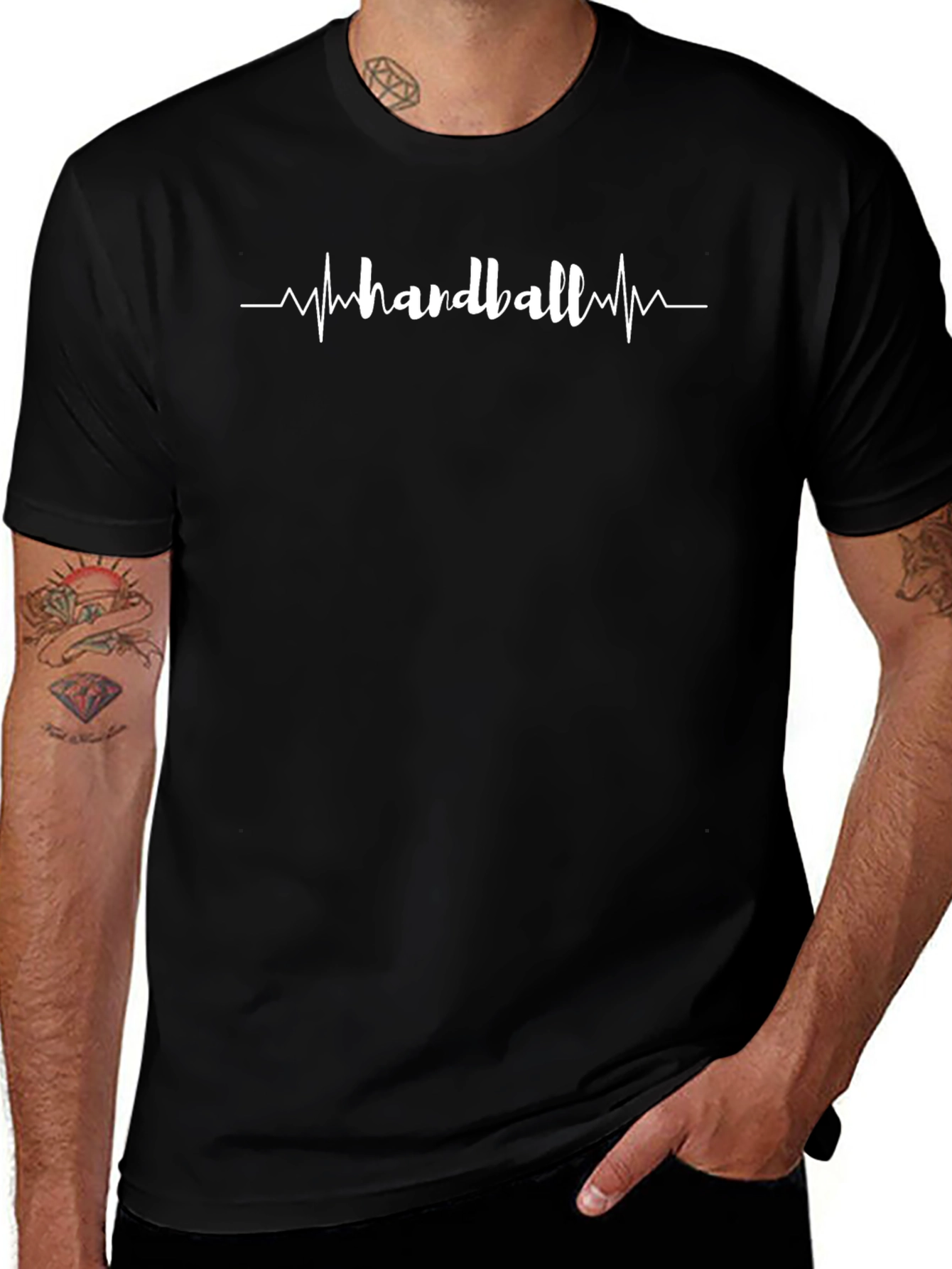 Camiseta Negra Handball Latido del Corazón