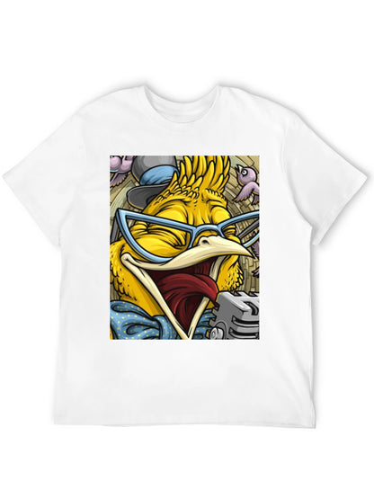 Camiseta Negra con Estampado de Pollo Divertido
