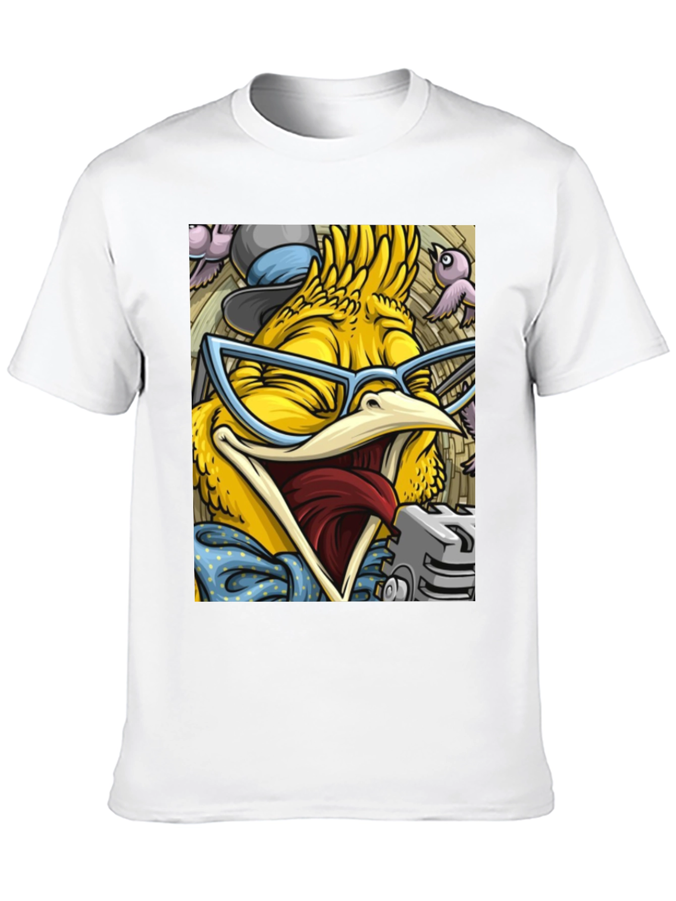 Camiseta Negra con Estampado de Pollo Divertido