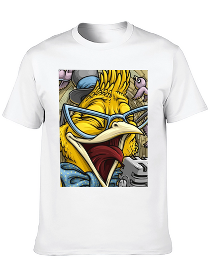 Camiseta Negra con Estampado de Pollo Divertido