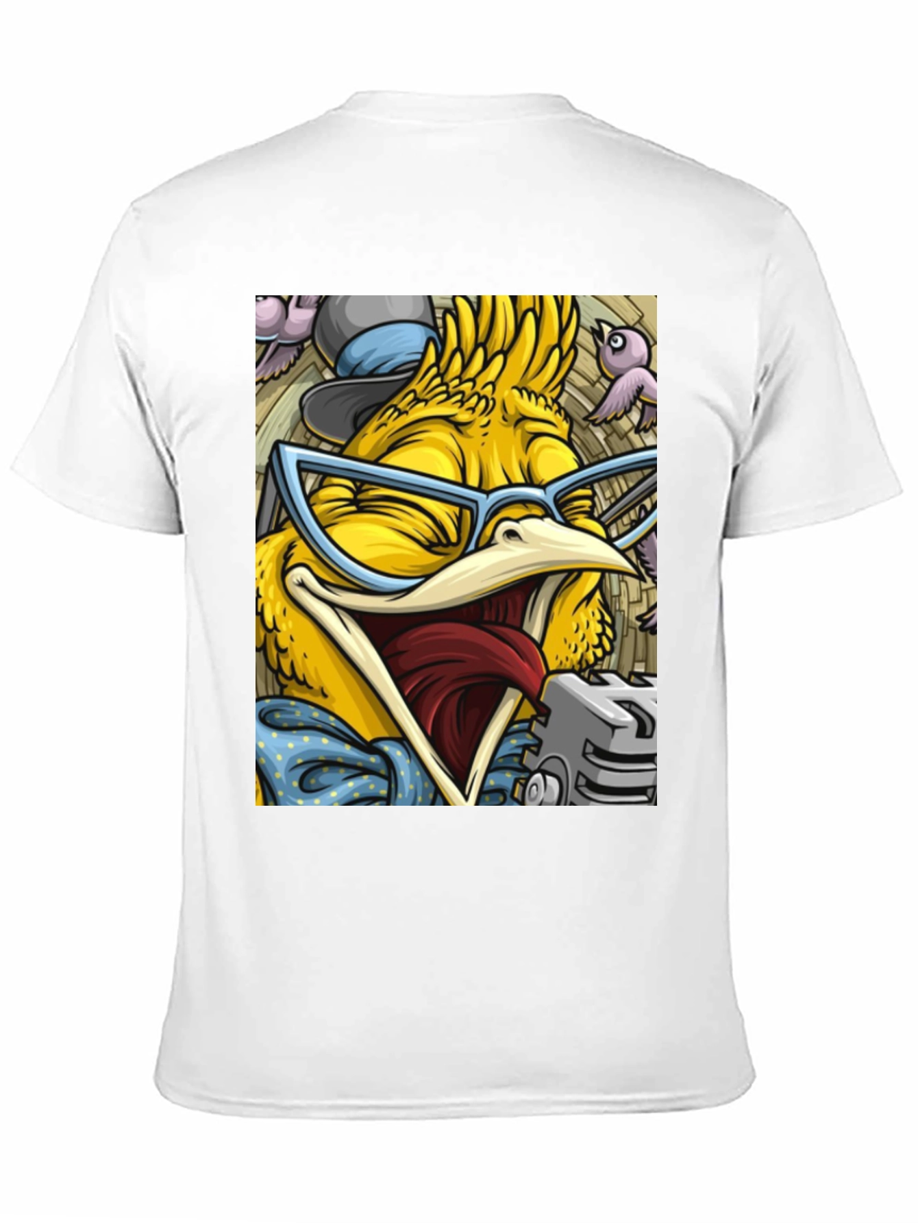 Camiseta Negra con Estampado de Pollo Divertido