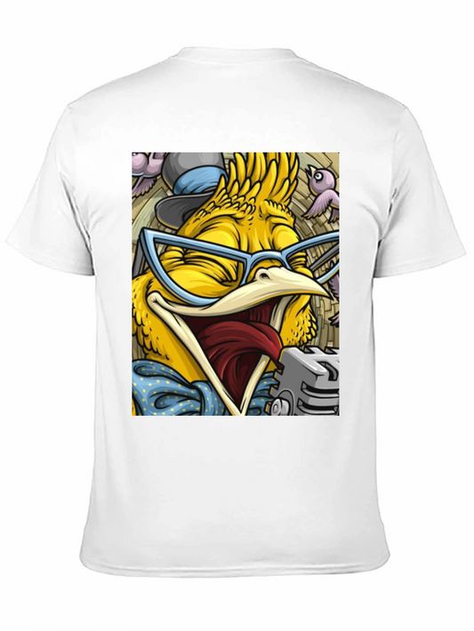 Camiseta Negra con Estampado de Pollo Divertido