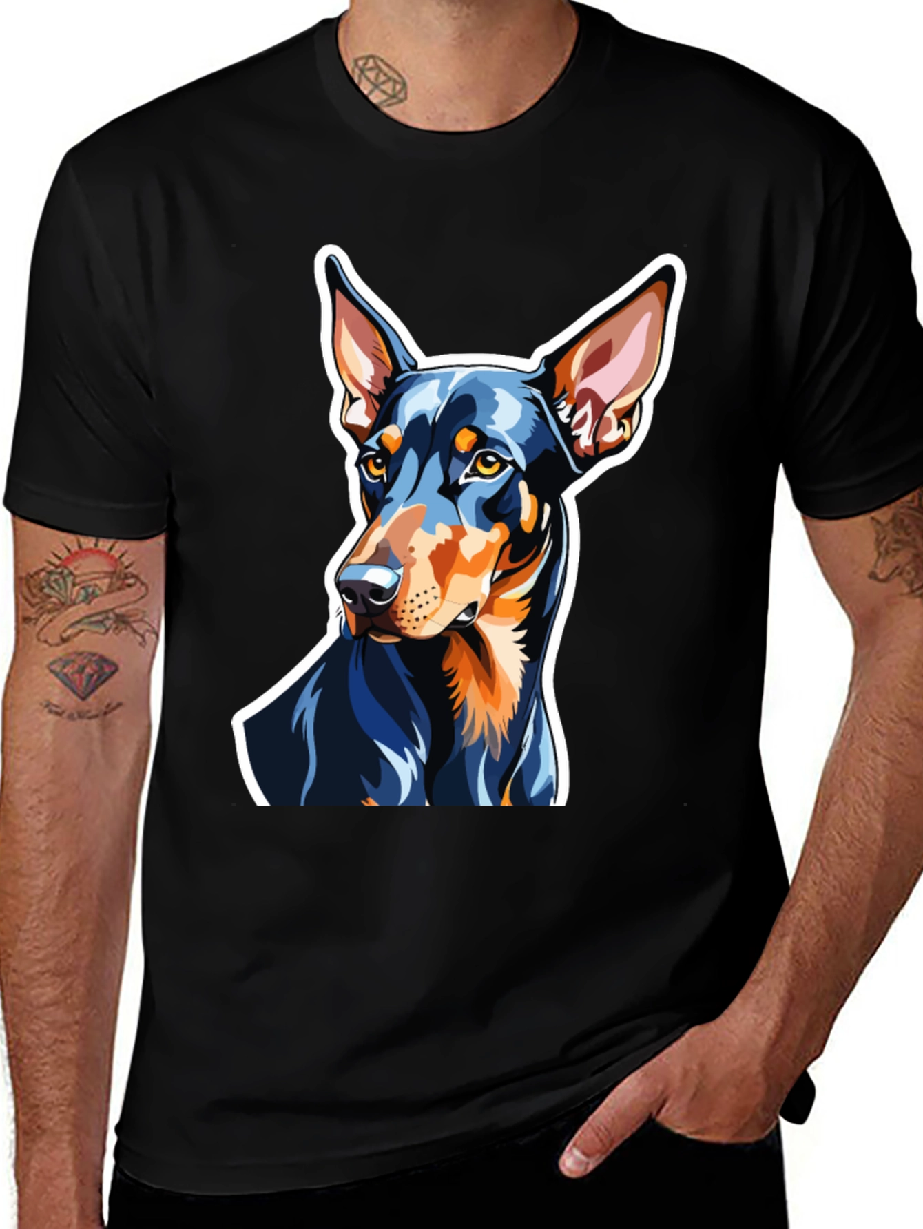 Camiseta Negra con Diseño de Doberman