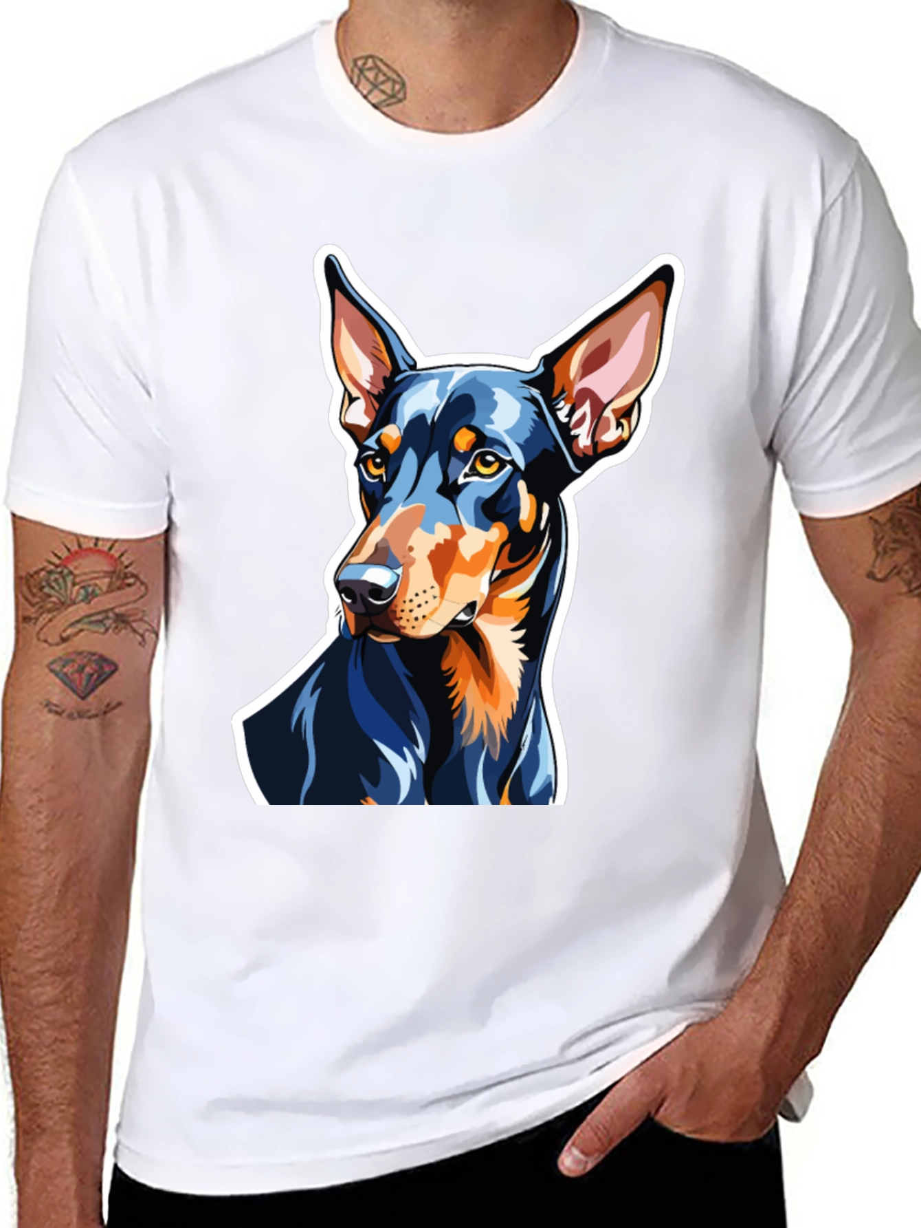 Camiseta Negra con Diseño de Doberman
