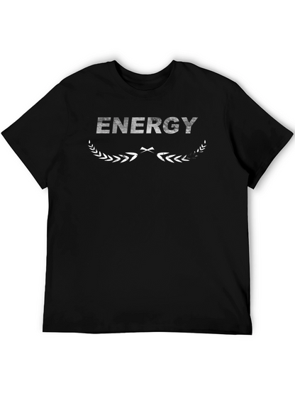 Camiseta Negra Energy Diseño Gráfico para Hombre
