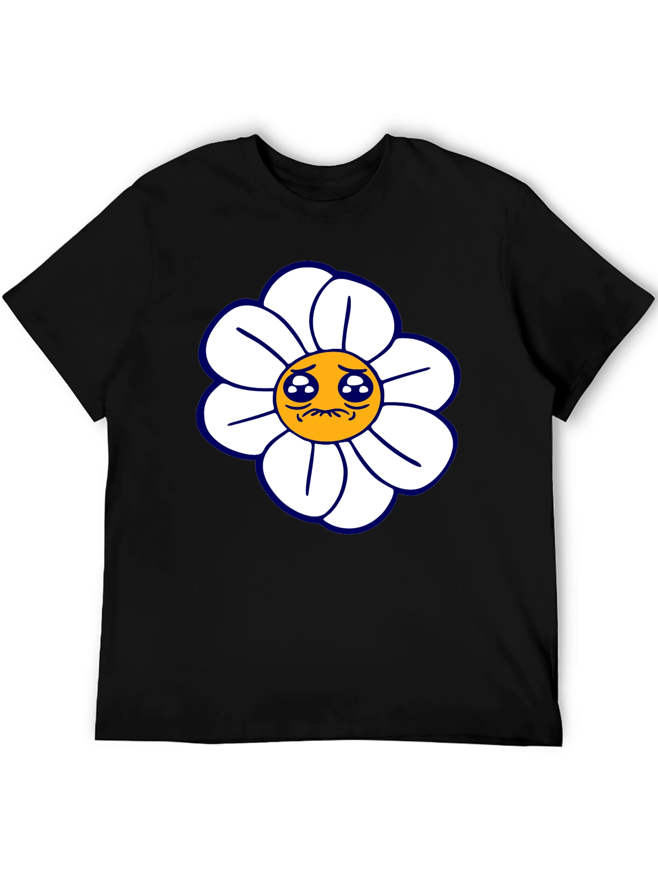 Camiseta Negra con Diseño Floral Triste