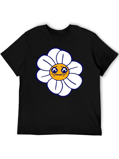 Camiseta Negra con Diseño Floral Triste