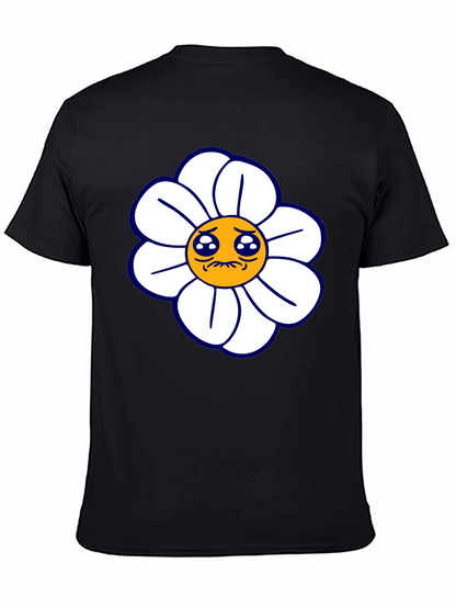 Camiseta Negra con Diseño Floral Triste