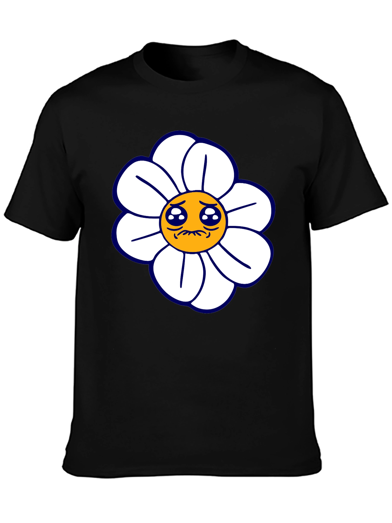 Camiseta Negra con Diseño Floral Triste