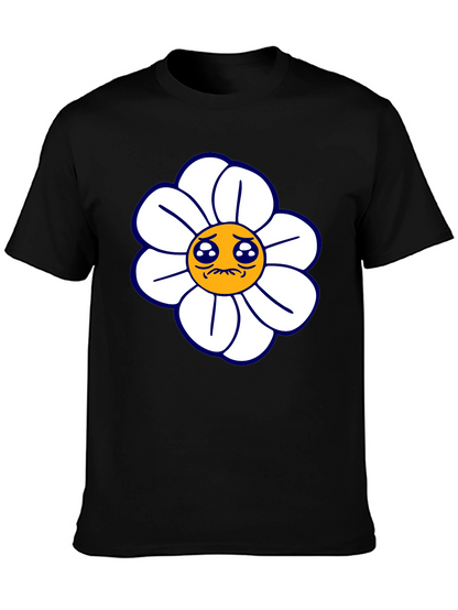Camiseta Negra con Diseño Floral Triste