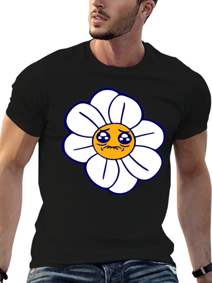 Camiseta Negra con Diseño Floral Triste