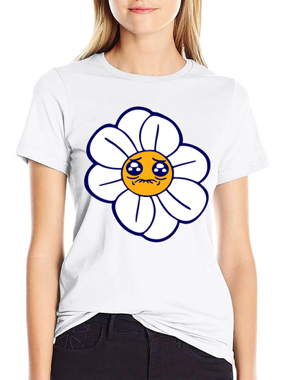 Camiseta Negra con Diseño Floral Triste