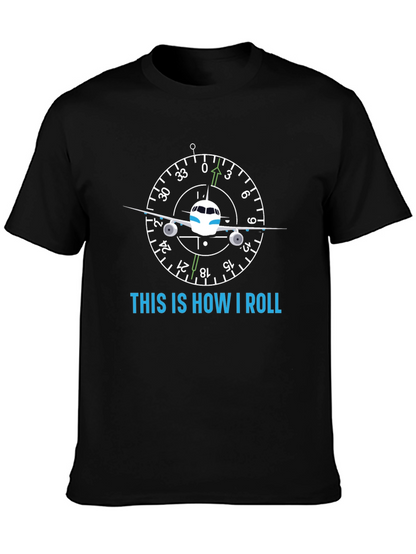 Camiseta Negra con Diseño de Avión y Brújula