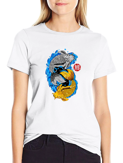 Camiseta Negra con Diseño Koi Yin Yang