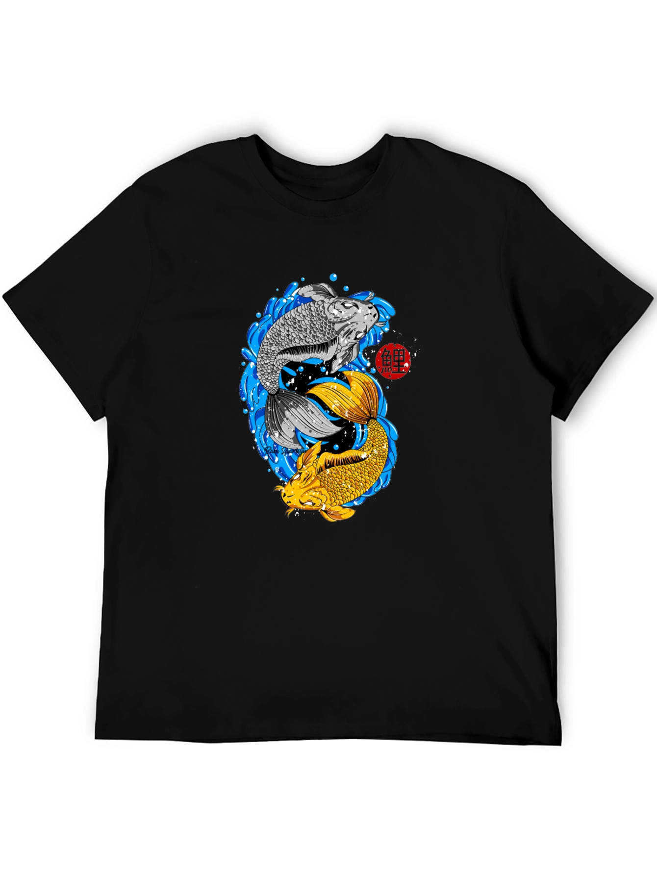 Camiseta Negra con Diseño Koi Yin Yang