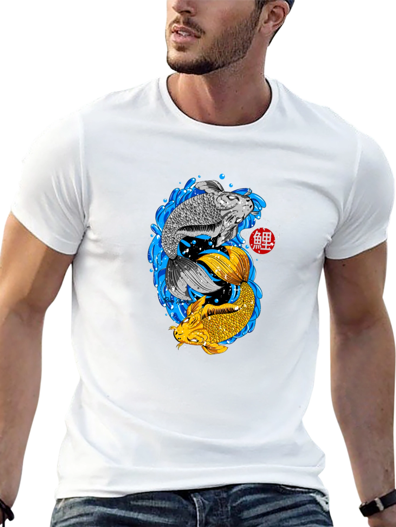 Camiseta Negra con Diseño Koi Yin Yang
