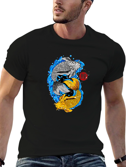 Camiseta Negra con Diseño Koi Yin Yang