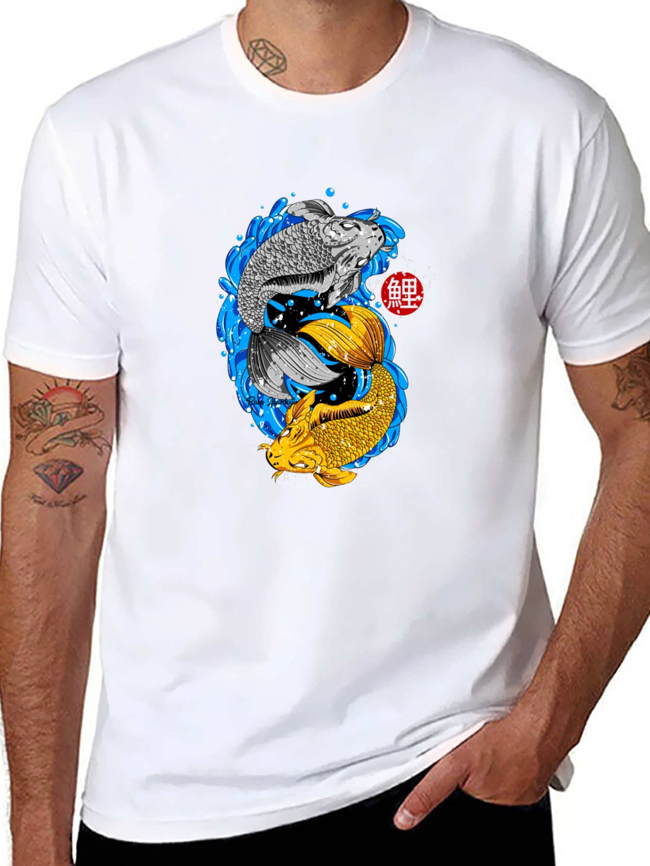 Camiseta Negra con Diseño Koi Yin Yang
