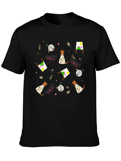 Camiseta Negra con Diseño Día de la Madre Artístico