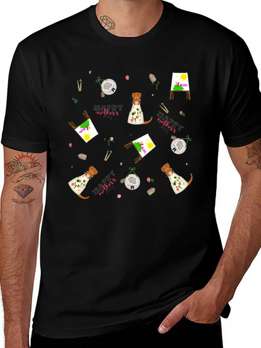 Camiseta Negra con Diseño Día de la Madre Artístico