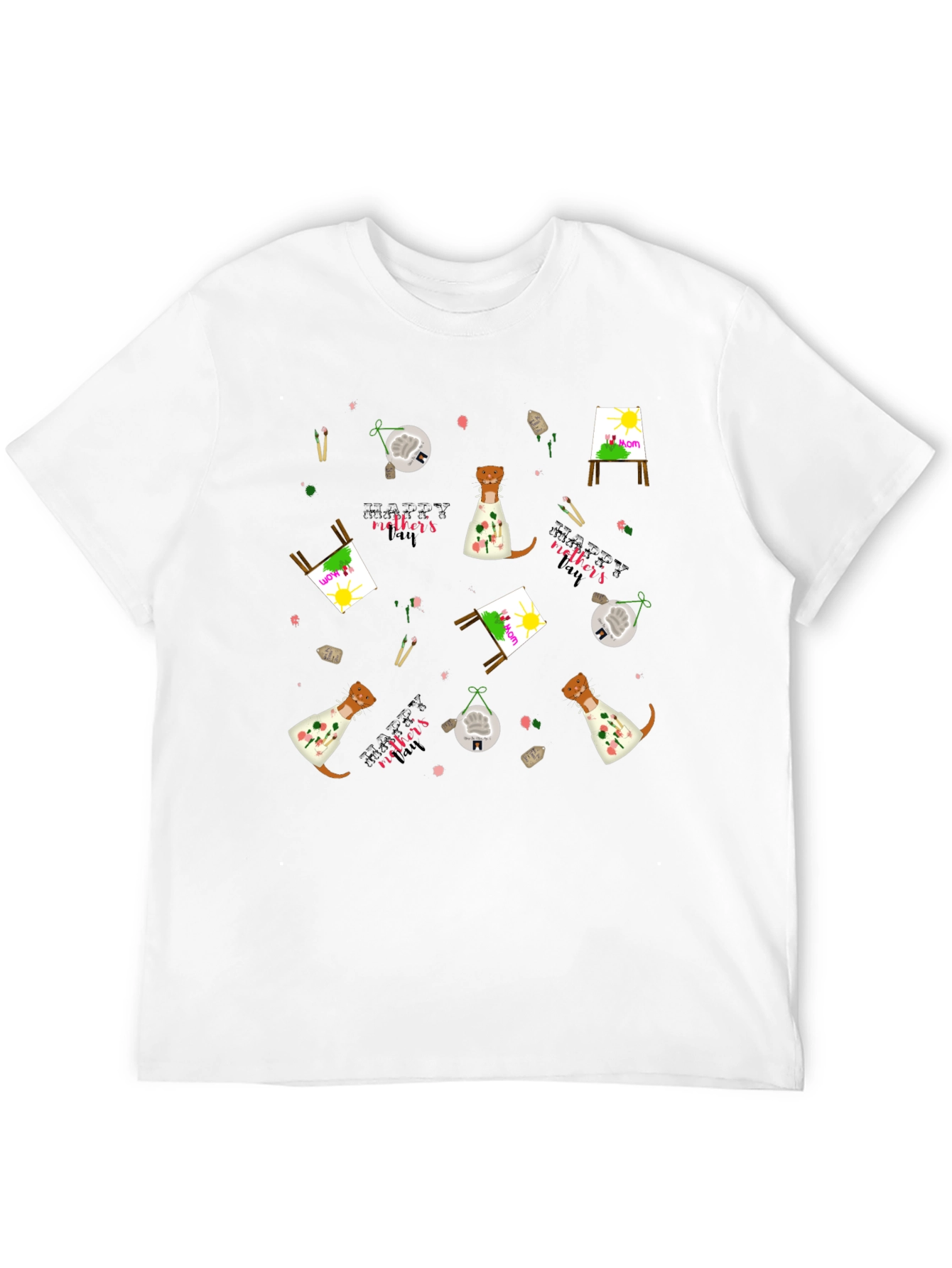 Camiseta Negra con Diseño Día de la Madre Artístico