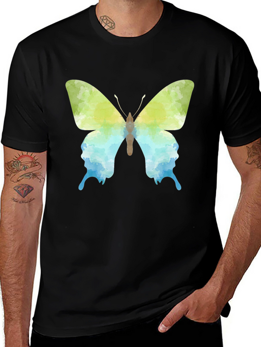 Camiseta Negra con Diseño de Mariposa Acuarela