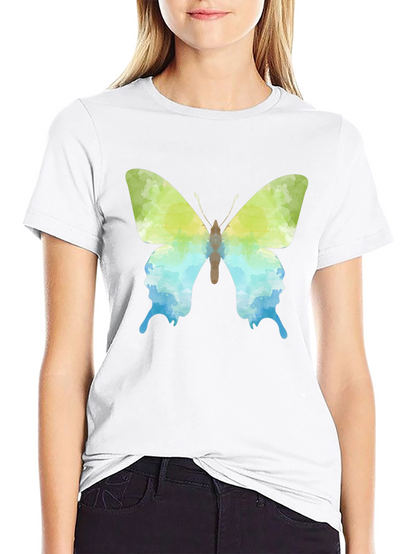 Camiseta Negra con Diseño de Mariposa Acuarela