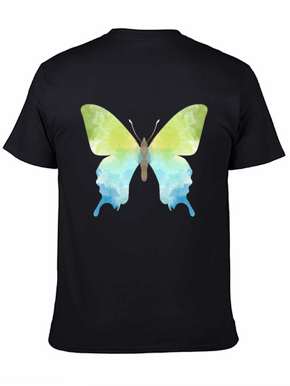 Camiseta Negra con Diseño de Mariposa Acuarela