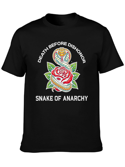 Camiseta Negra: Serpiente y Rosa - Anarquía