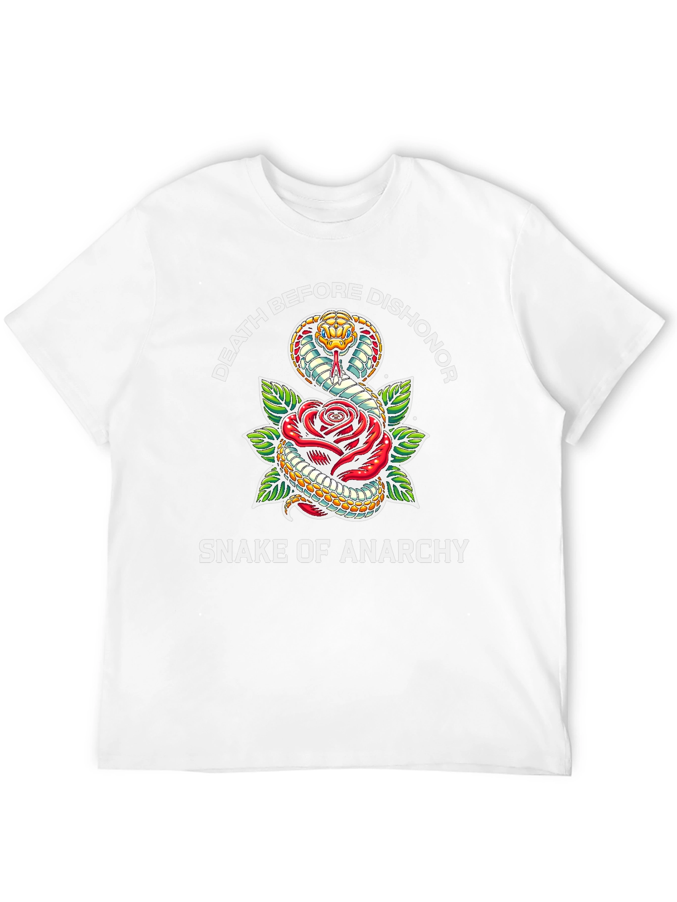 Camiseta Negra: Serpiente y Rosa - Anarquía
