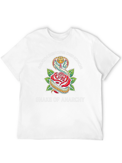 Camiseta Negra: Serpiente y Rosa - Anarquía