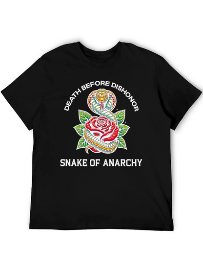 Camiseta Negra: Serpiente y Rosa - Anarquía
