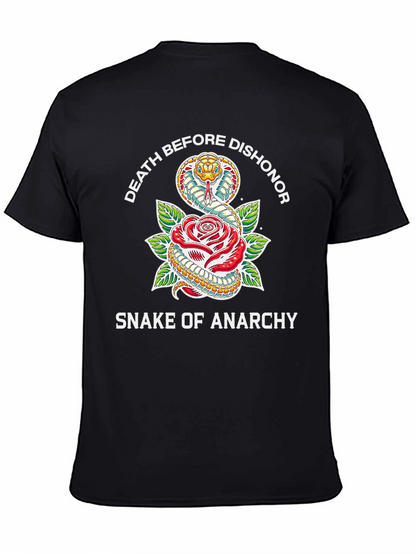 Camiseta Negra: Serpiente y Rosa - Anarquía