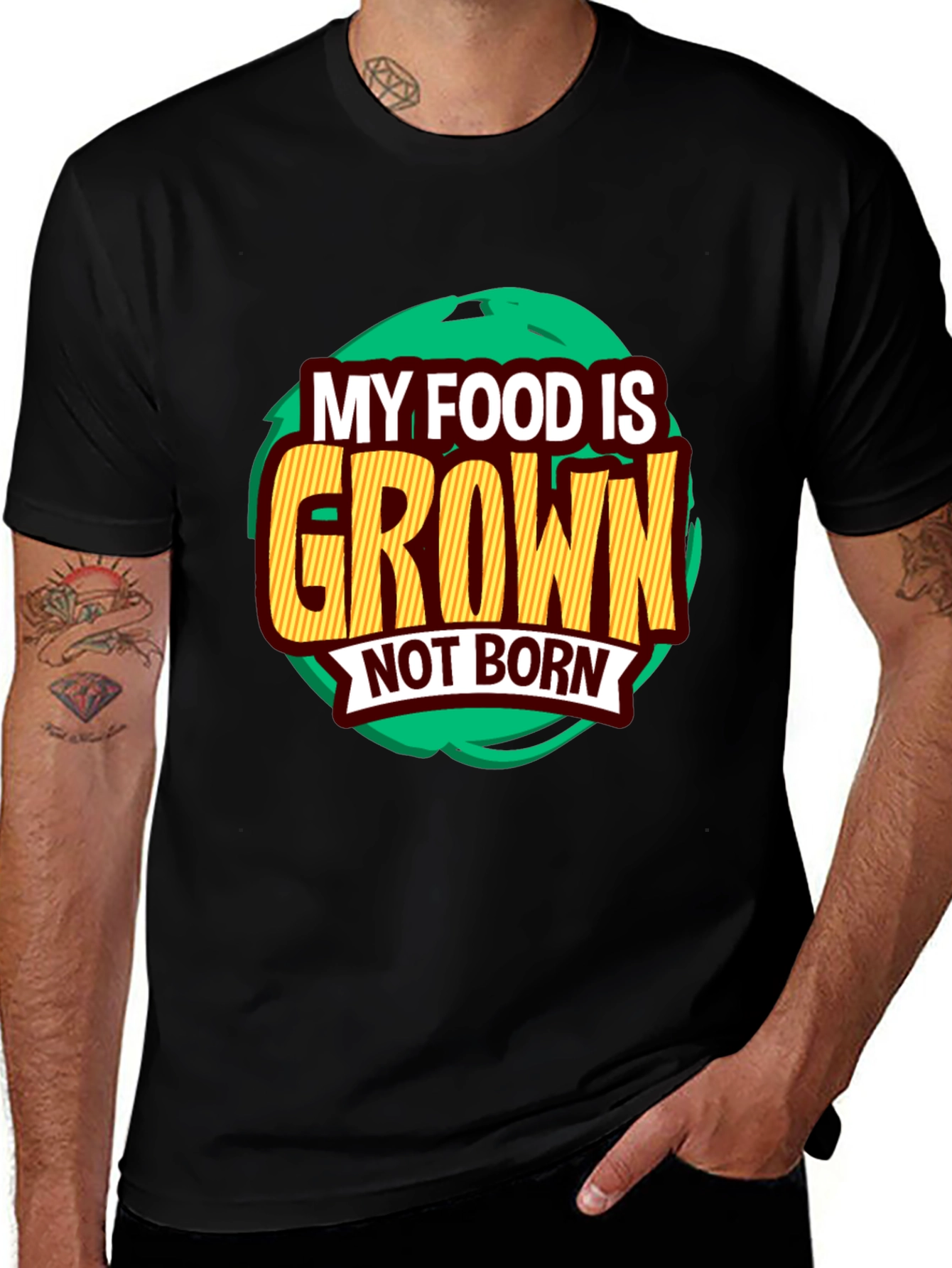Camiseta Vegana: Mi Comida es Cultivada No Nacida