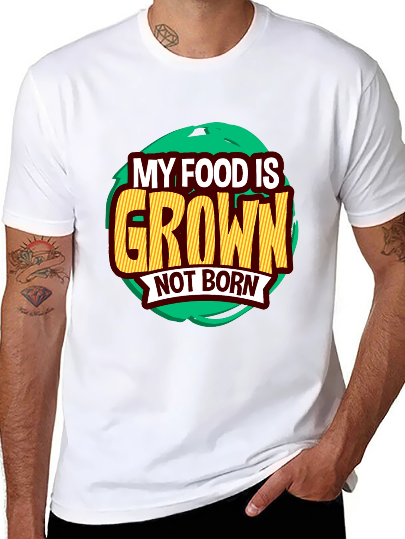 Camiseta Vegana: Mi Comida es Cultivada No Nacida