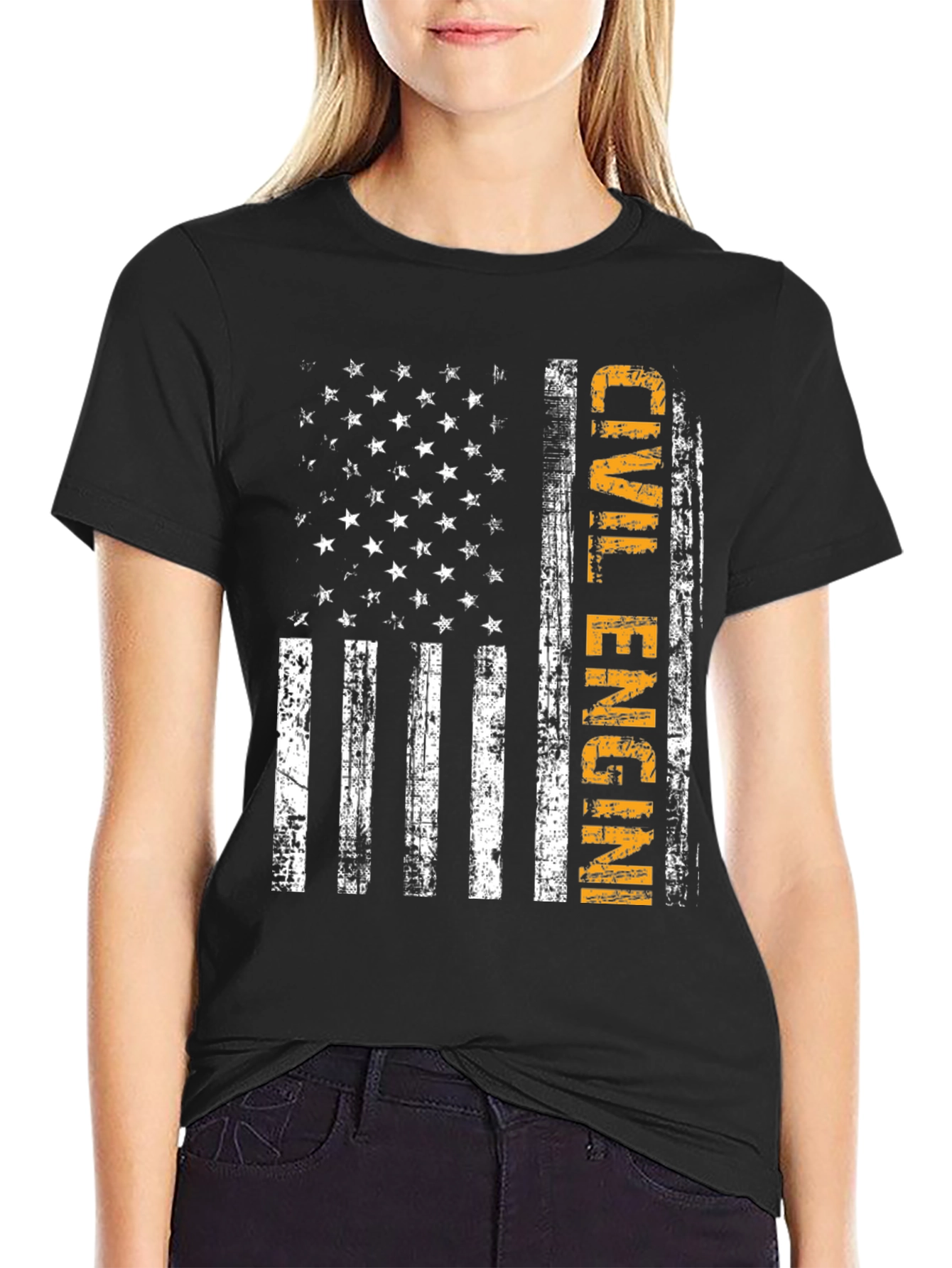 Camiseta ingeniero civil bandera USA
