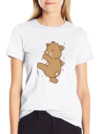 Camiseta Negra con Oso de Dibujos Animados