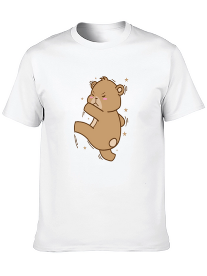 Camiseta Negra con Oso de Dibujos Animados