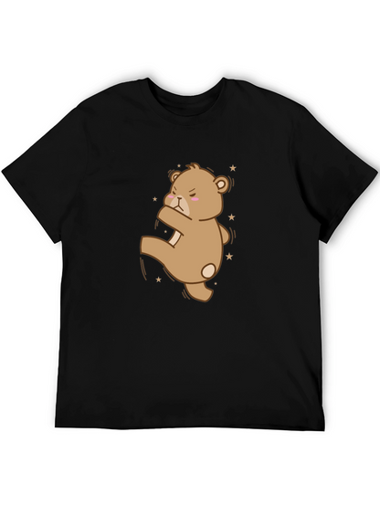 Camiseta Negra con Oso de Dibujos Animados