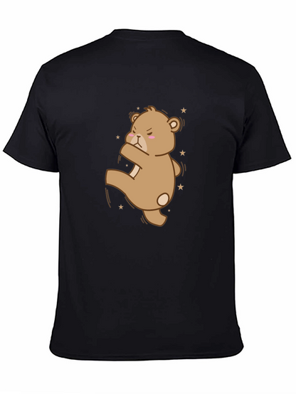 Camiseta Negra con Oso de Dibujos Animados