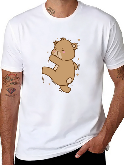 Camiseta Negra con Oso de Dibujos Animados