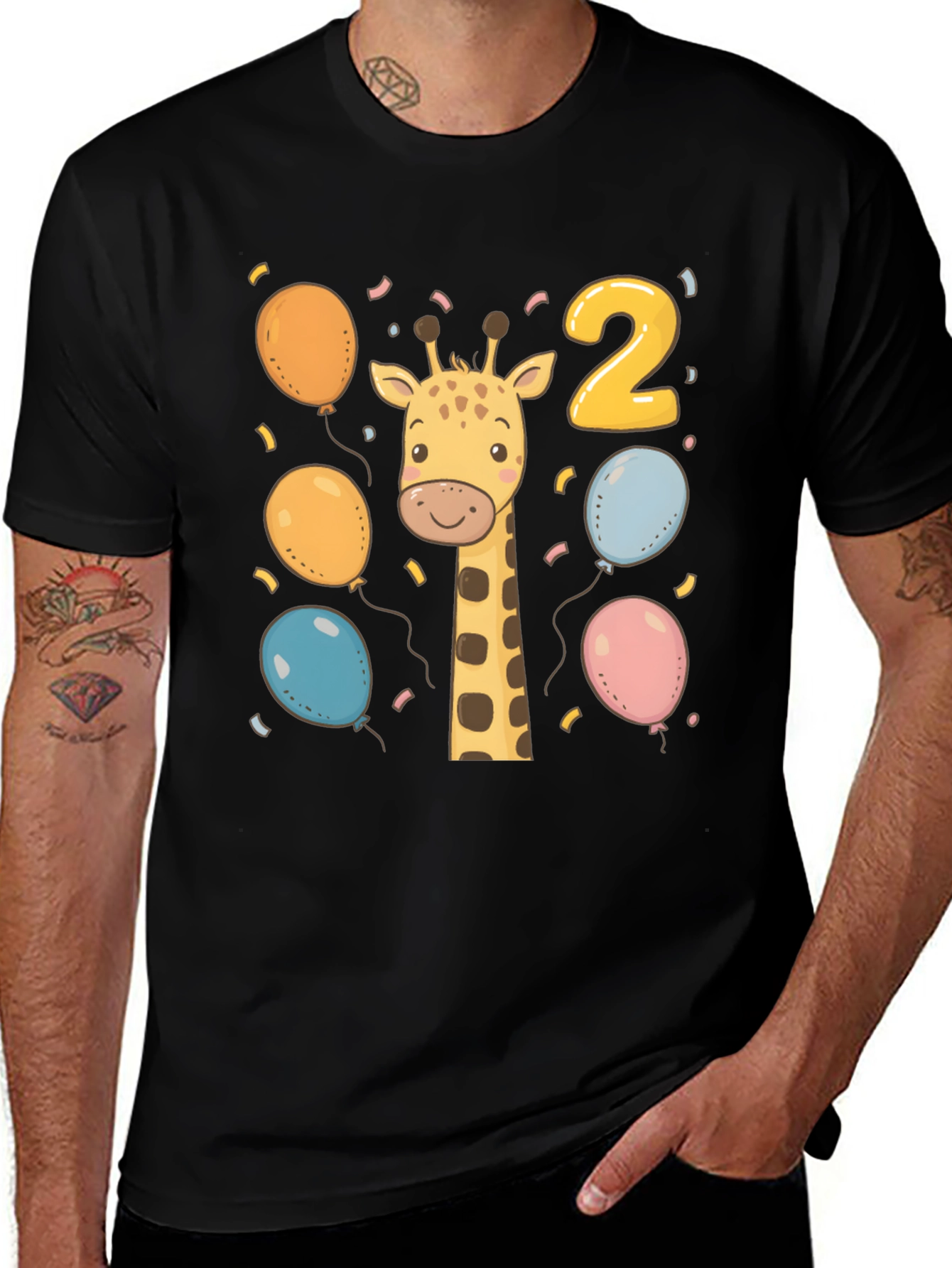 Camiseta Cumpleaños Dos Años con Jirafa