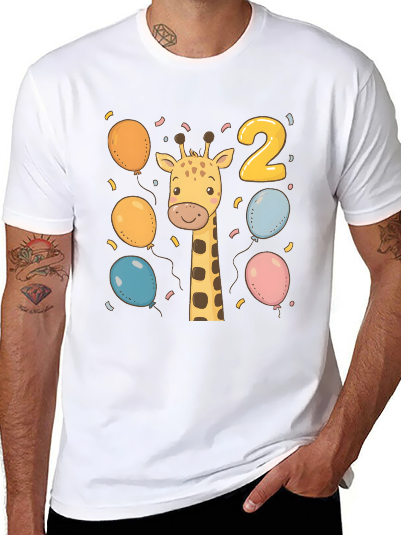 Camiseta Cumpleaños Dos Años con Jirafa