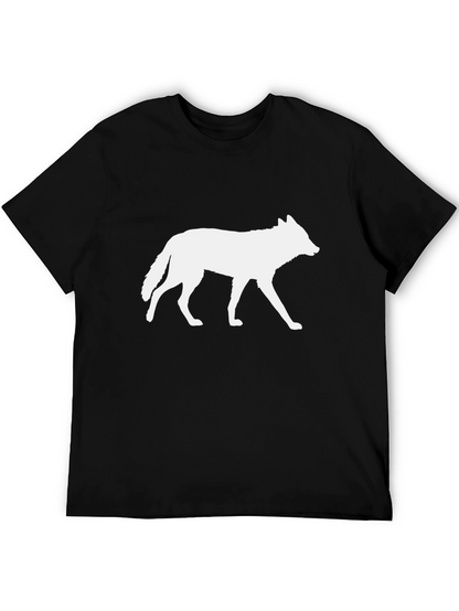 Camiseta Negra con Silueta de Lobo Blanco